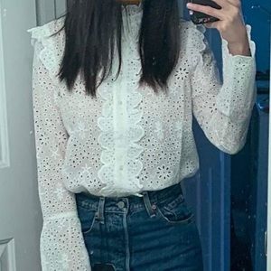 Kourt White Floral Eyelet Blouse
